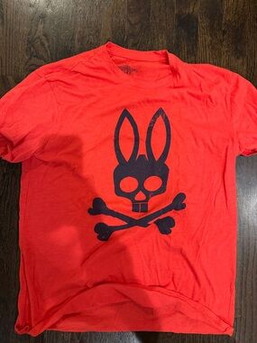 Like New Bright Red Graphic Bunny Skull Tee